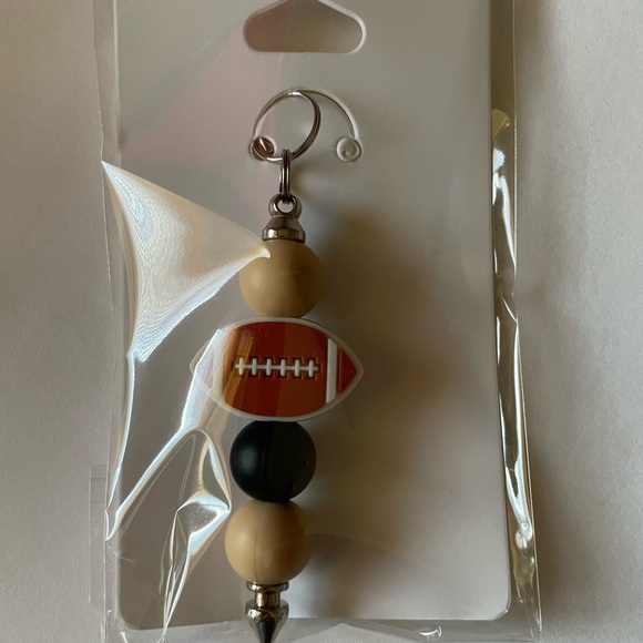 Handcrafted Football Bead Keychain with Clip - Picture 6 of 6